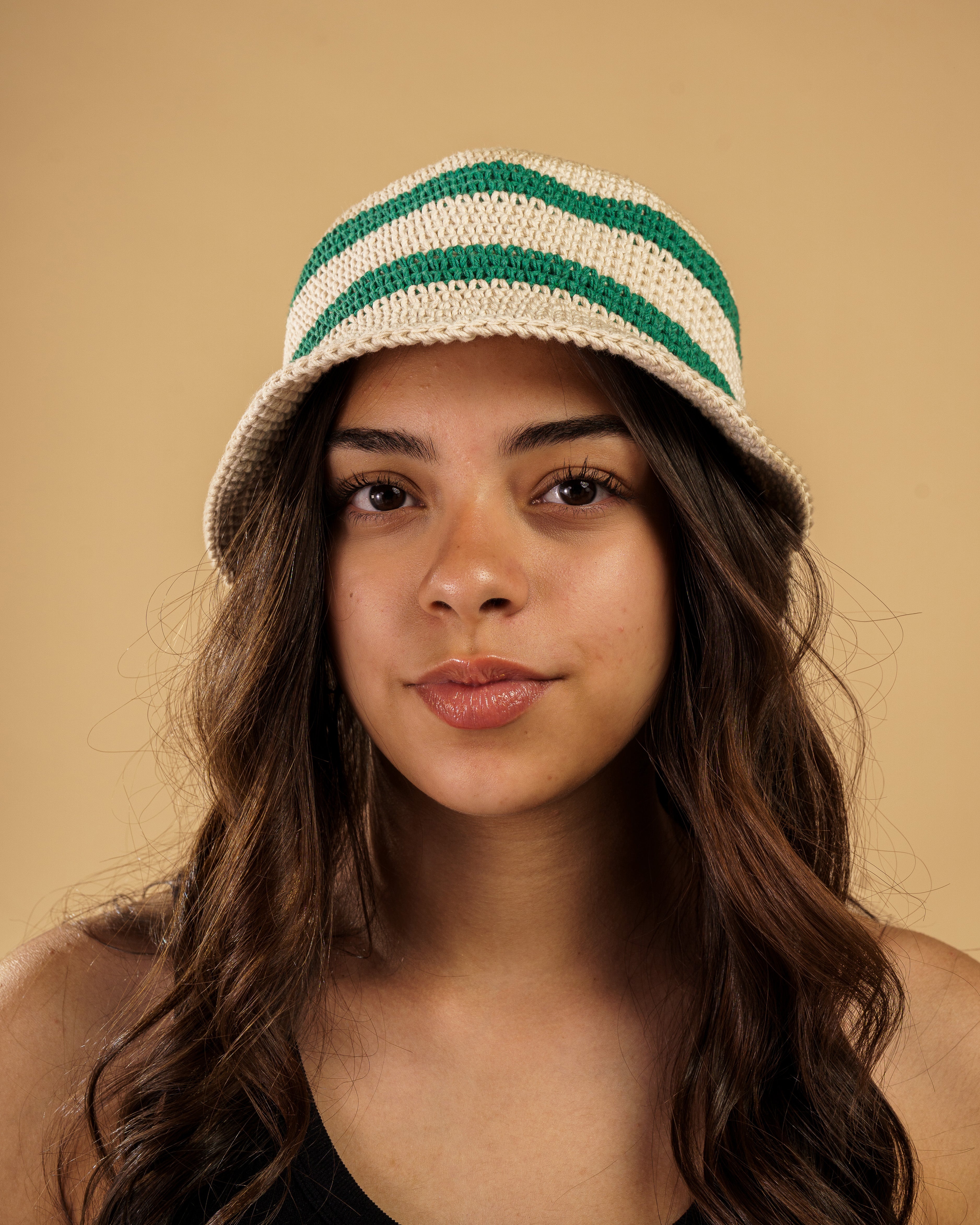 Faithful the brand Green and White Striped Crochet Bucket Hat soraya-83_1200x1200.jpg?v=  main image 2