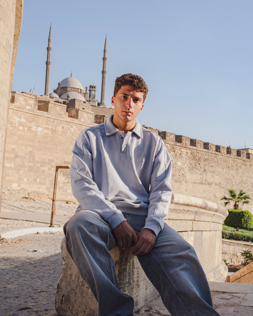 Grey Oversize Polo Sweatshirt