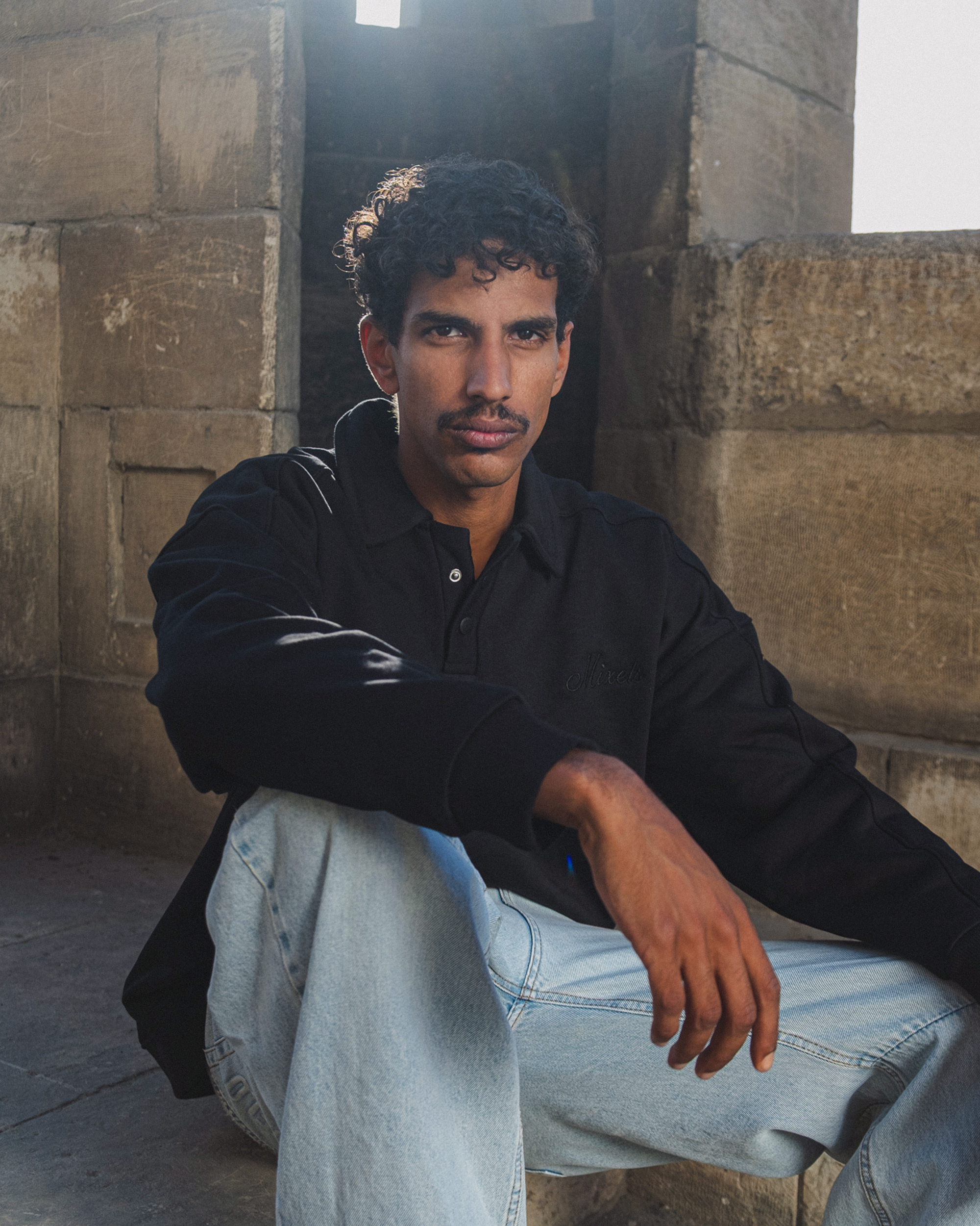 Black Oversize Polo Sweatshirt