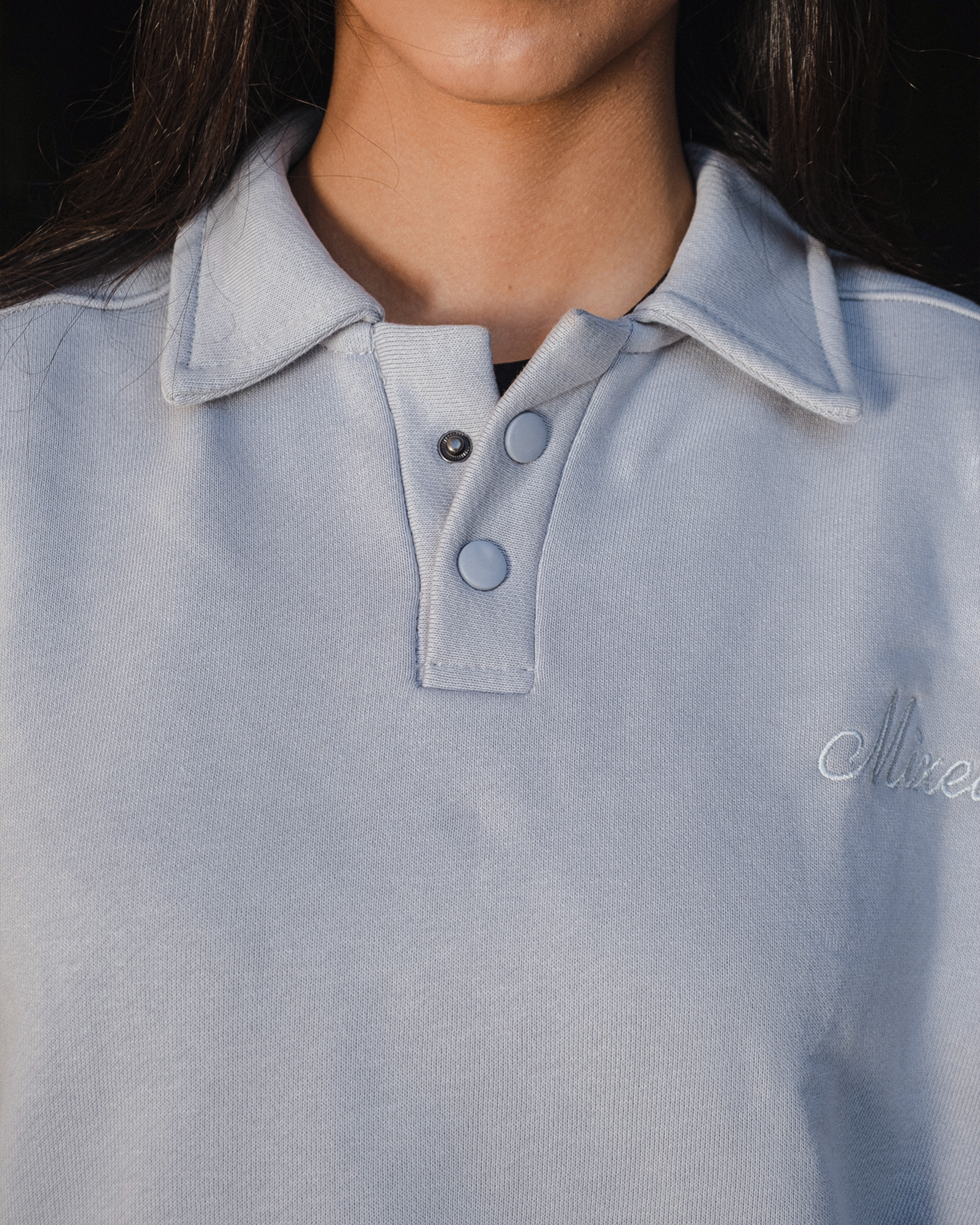 Grey Oversize Polo Sweatshirt