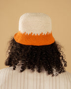Handmade Crochet Bucket Hat – Orange & Cream