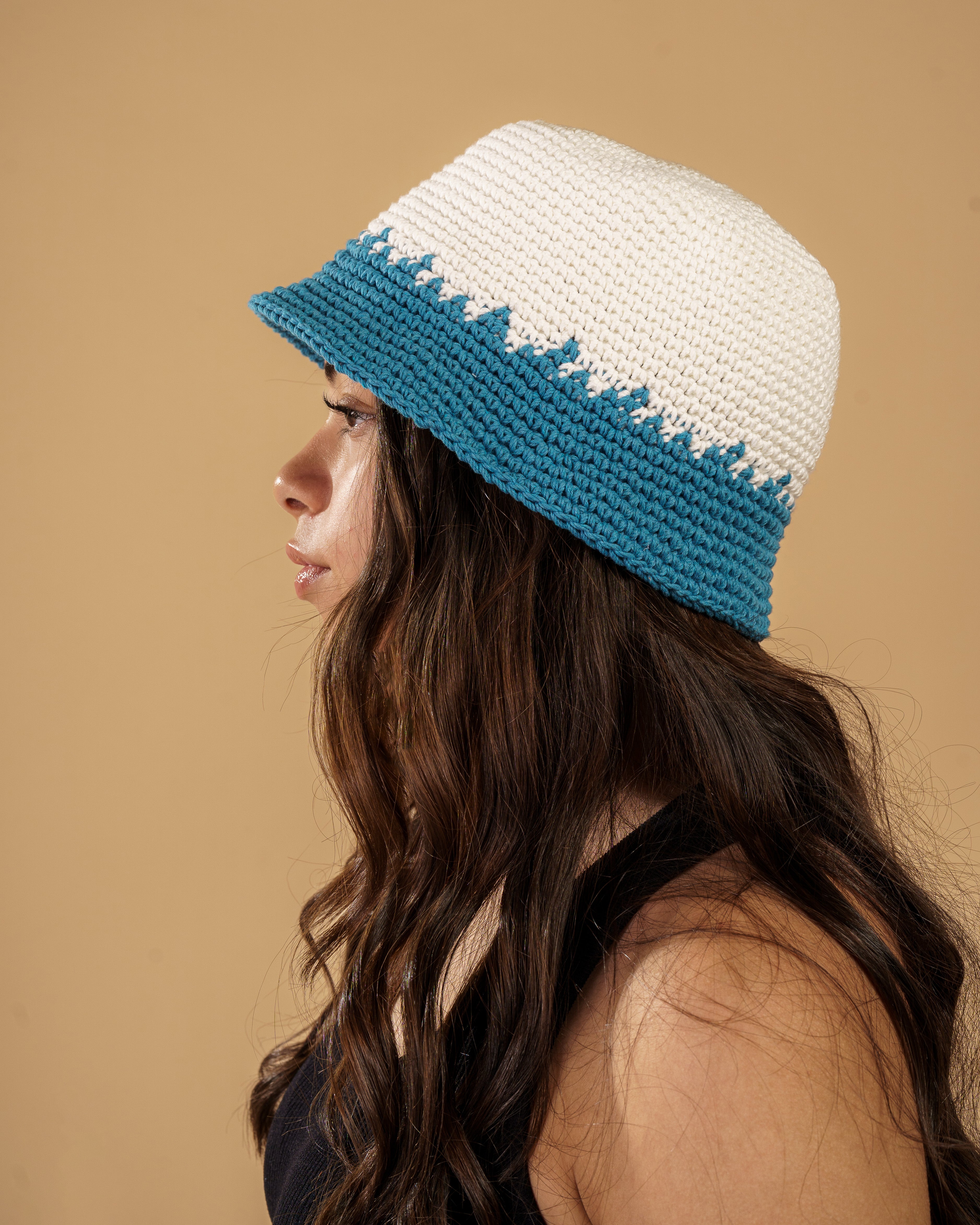 Handmade Crochet Bucket Hat - Sea & Sand Edition