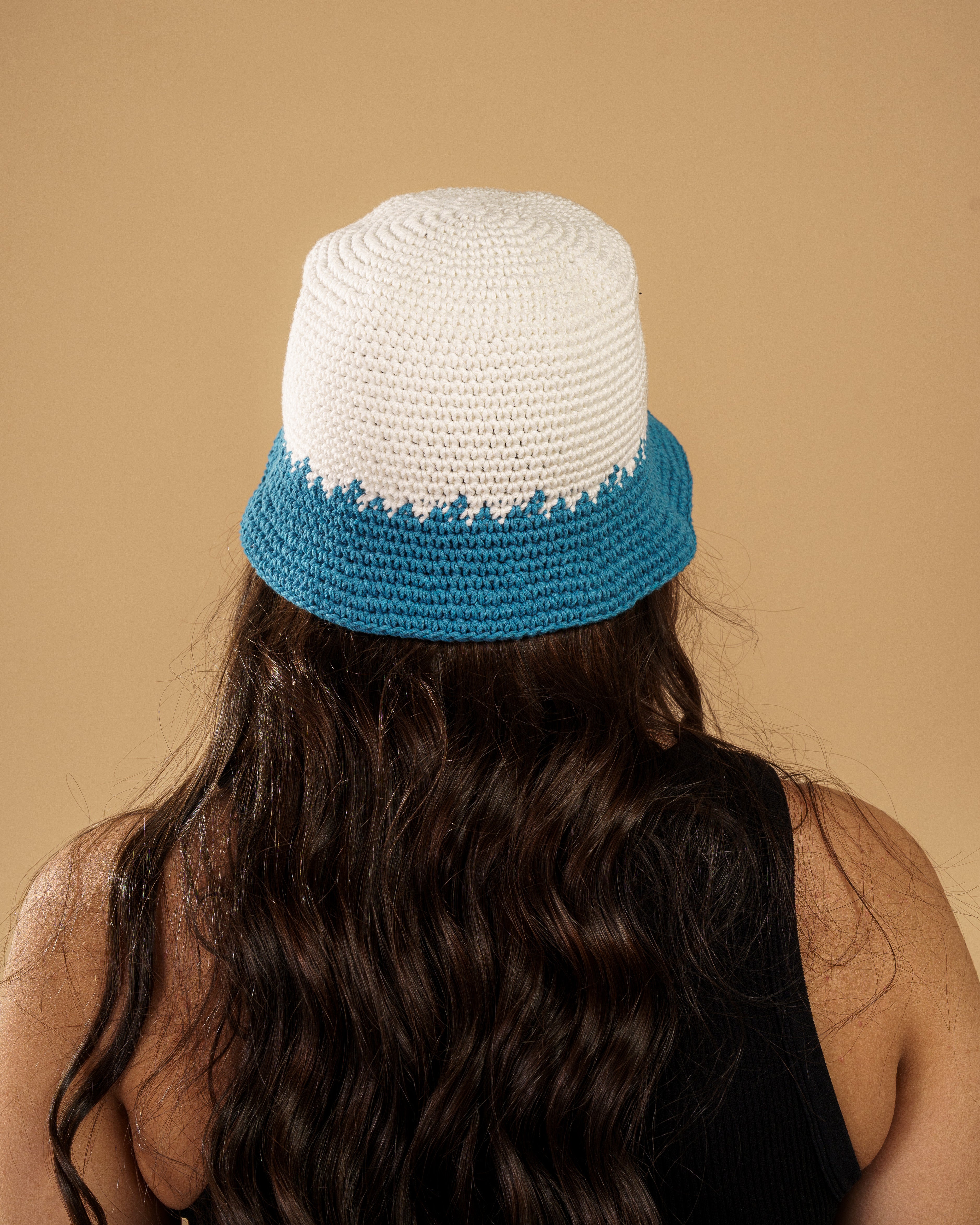 Handmade Crochet Bucket Hat - Sea & Sand Edition