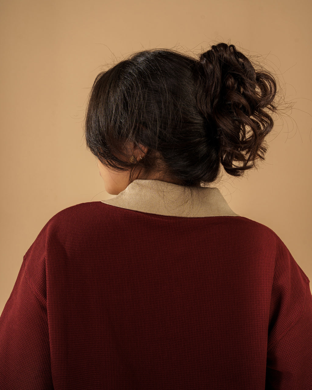 V-Neck Polo Shirt - Burgundy