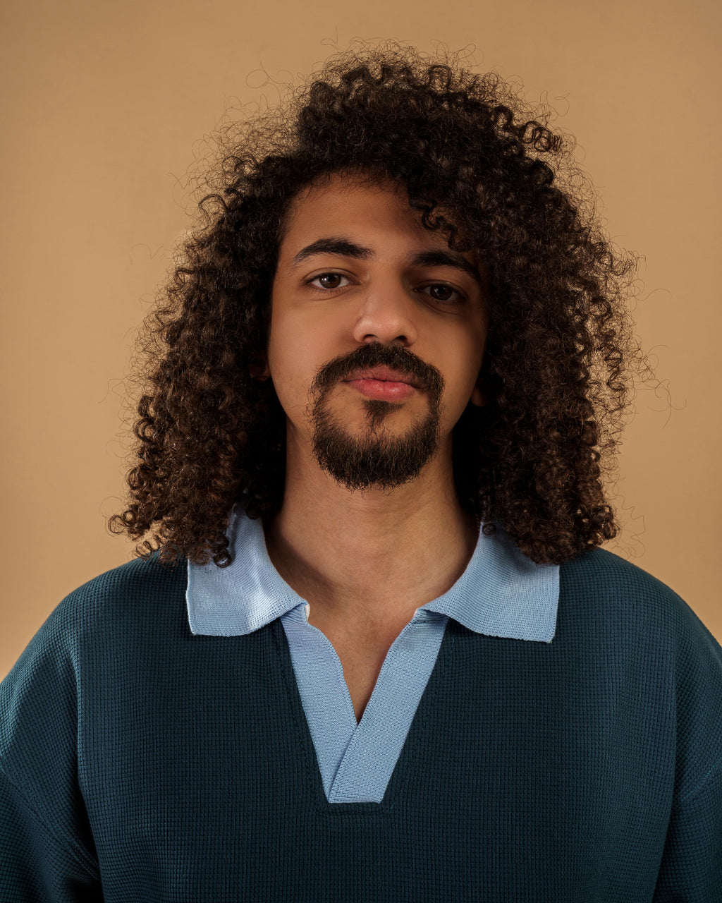 V-Neck Polo Shirt - Indigo