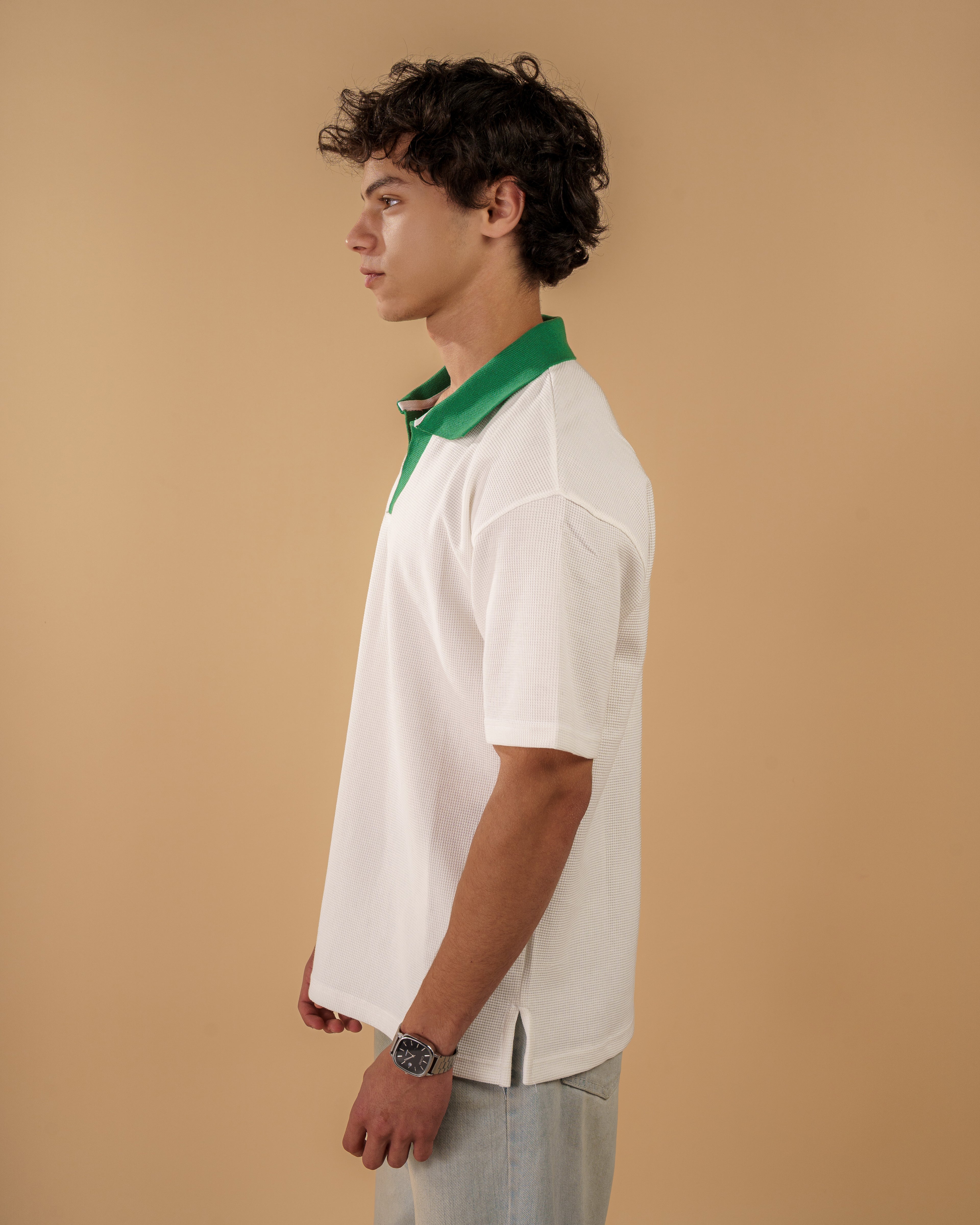 V-Neck Polo Shirt - White